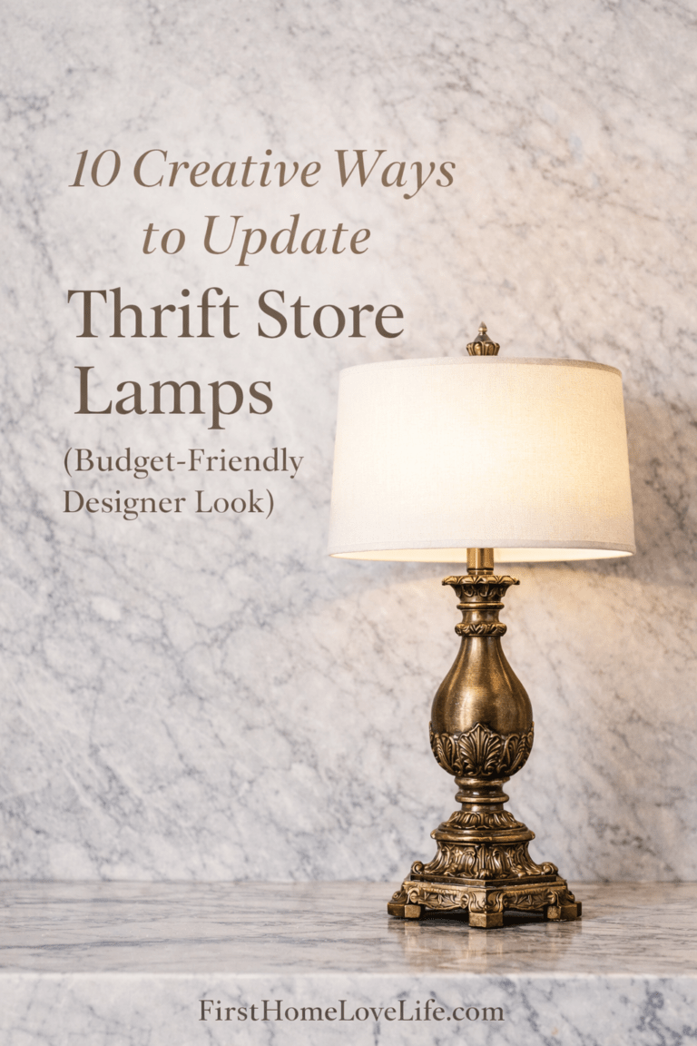Antique brass thrift store lamp makeover ideas with designer-inspired styling and budget decor tips
