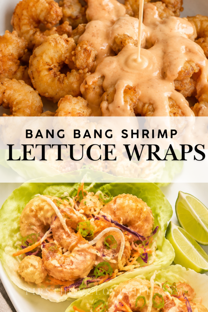Copycat Bonefish Grill Bang Bang Shrimp Lettuce Wraps with crispy shrimp, creamy sauce, cabbage, carrots, and green onions.