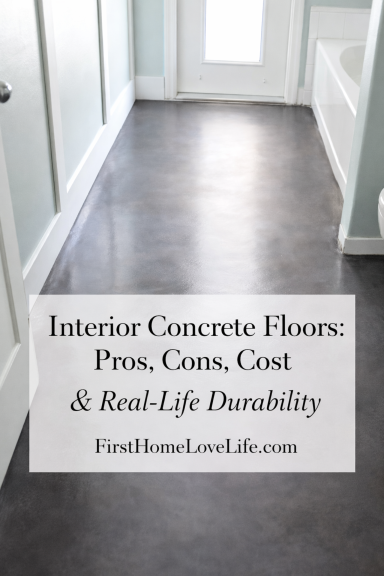 interior concrete overlay floors in a home hallway with polished finish