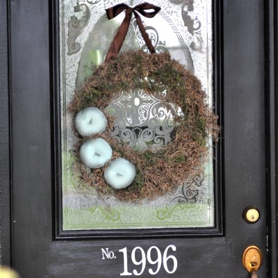 Blue Pumpkin and Moss Fall Wreath