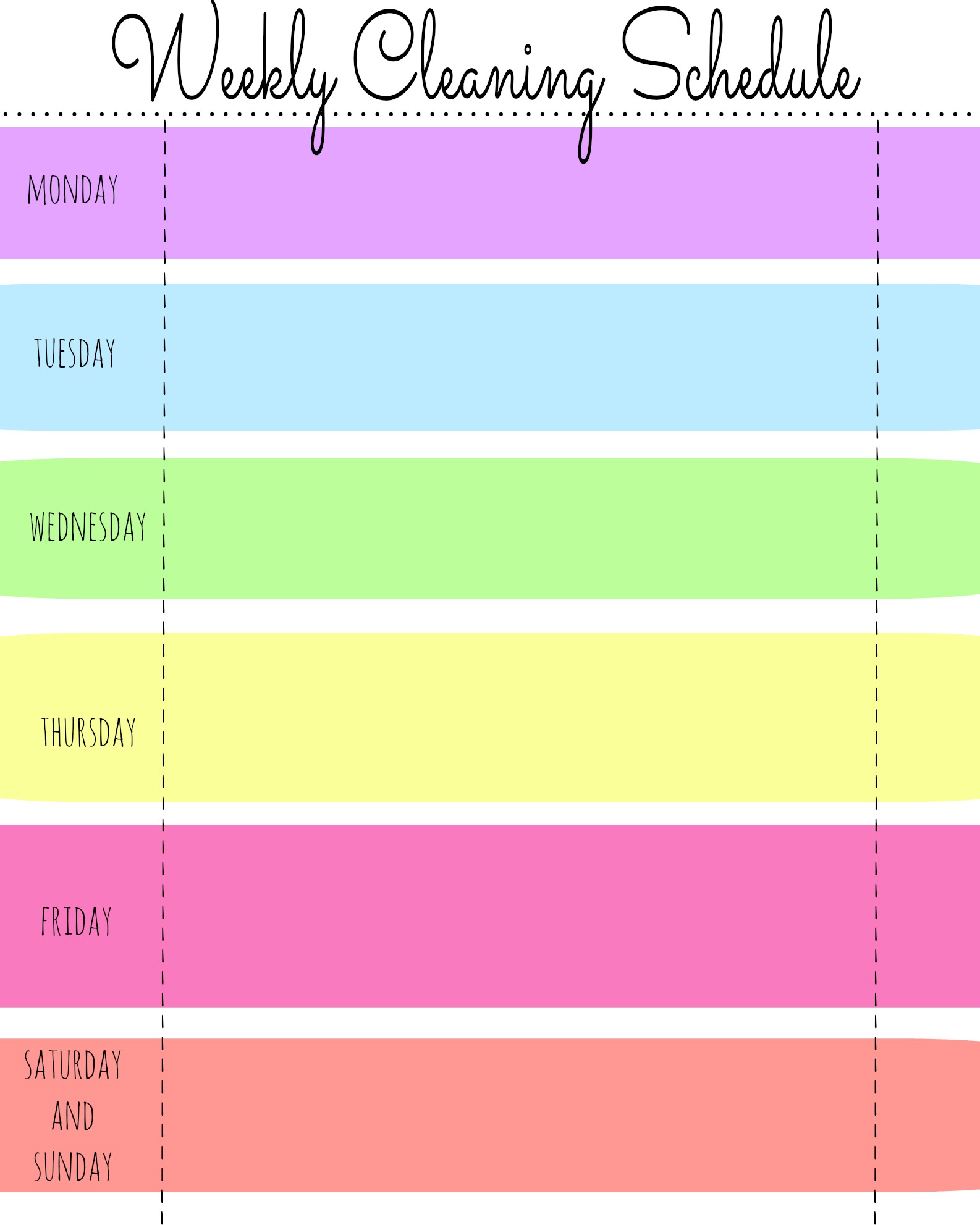 My Quirky Weekly Cleaning Chart: Free Printable - First Home Love Life For Blank Cleaning Schedule Template