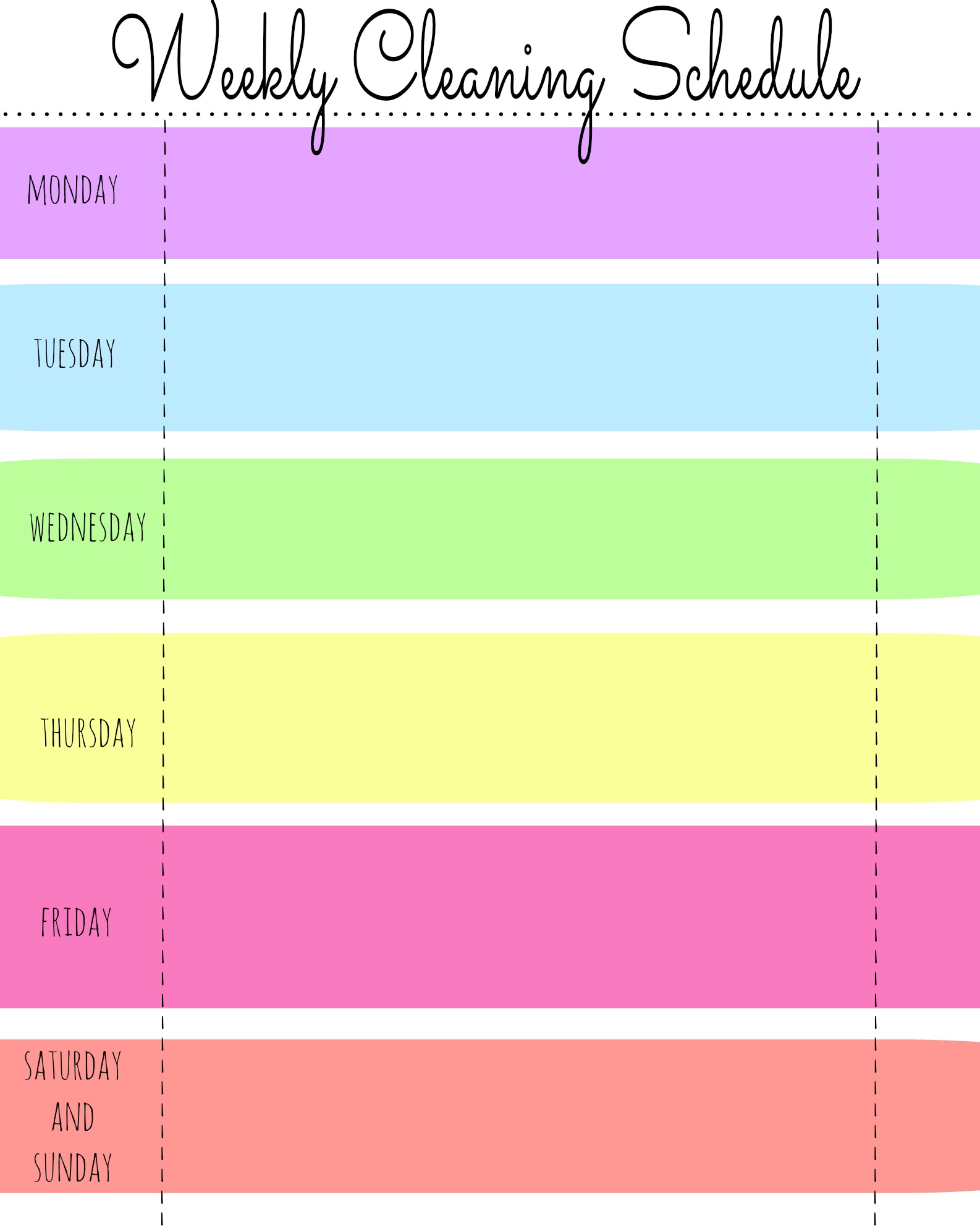 Blank Day Of The Week Chart