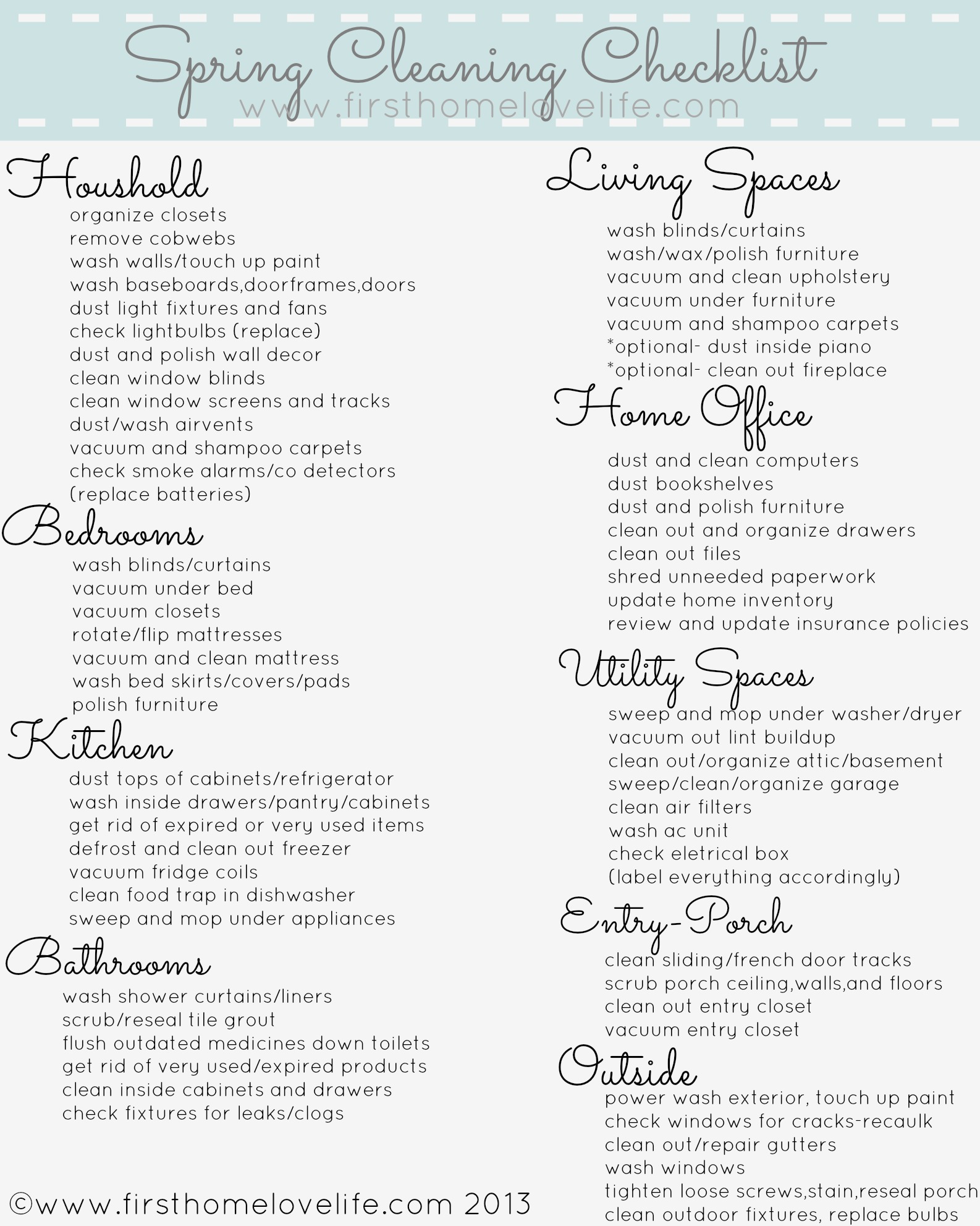 Spring sales cleaning list