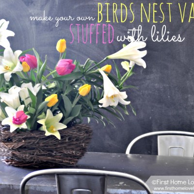 Springtime Birds Nest Vase {tutorial} Overflowing with Lilies