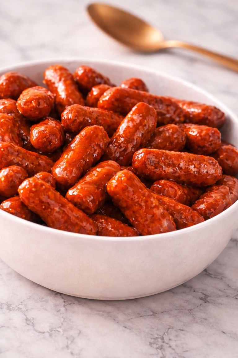 These Easy Slow Cooker Little Smokies are made with just 4 ingredients and simmered in a sweet brown sugar glaze. The perfect crockpot party appetizer for holidays, potlucks, and game day gatherings.