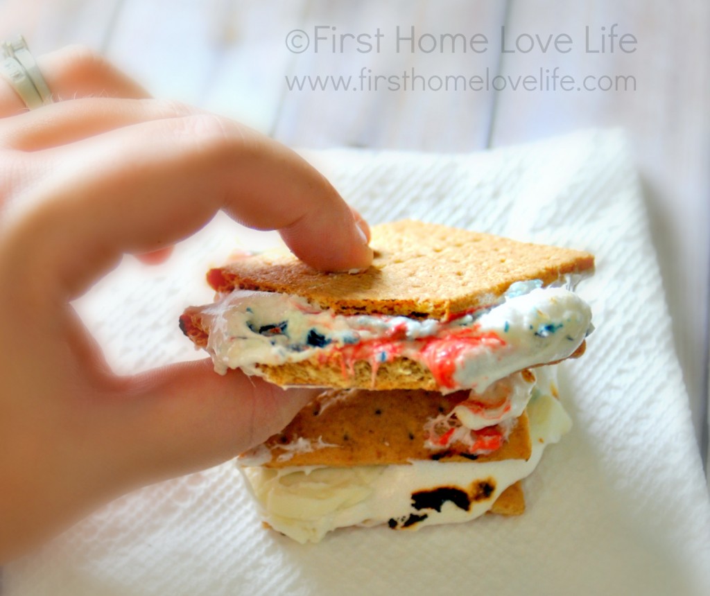 A patriotic spin on a classic summer treat. Imagine what a hit these red, white, and blue "firecracker" s'mores will be at your neighborhood block party!