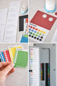 step by step color coding circuit breaker box using labeled panel and colored stickers