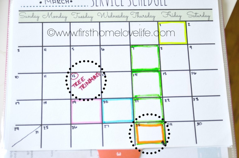 Service Schedule Calendar Printable