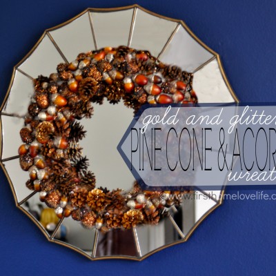 Gold-Glitter Pinecone and Acorn Fall Wreath