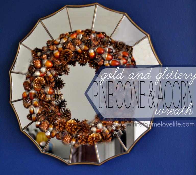 Gold-Glitter Pinecone and Acorn Fall Wreath