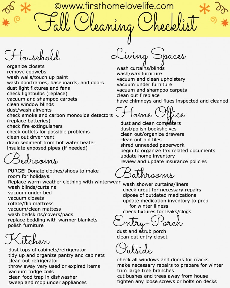 Fall Cleaning Checklist