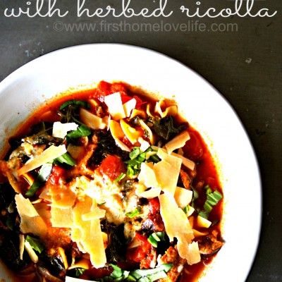 Lasagna Soup with Herbed Ricotta