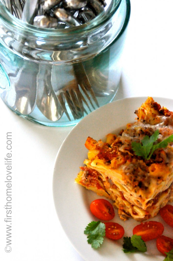 MEATY BAKED ZITI via www.firsthomelovelife.com