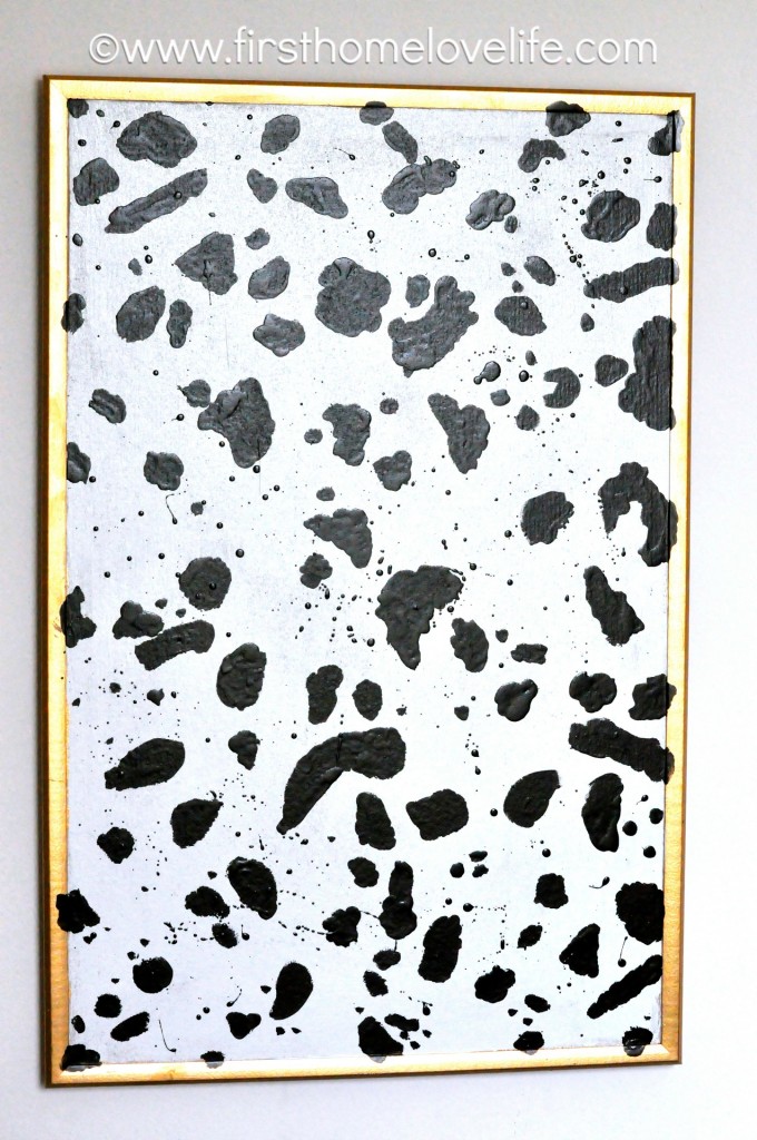 Turn a plain' ol brown bulletin board into a work of art! DIY some Dalmatian spot print art with paint!