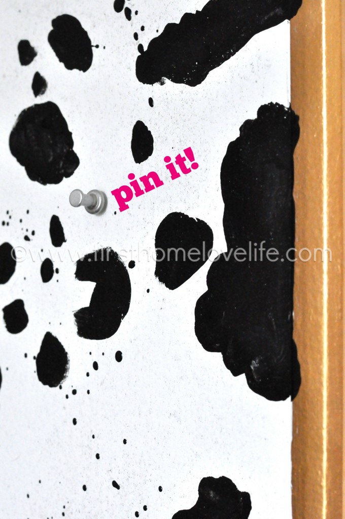 Turn a plain' ol brown bulletin board into a work of art! DIY some Dalmatian spot print art with paint!