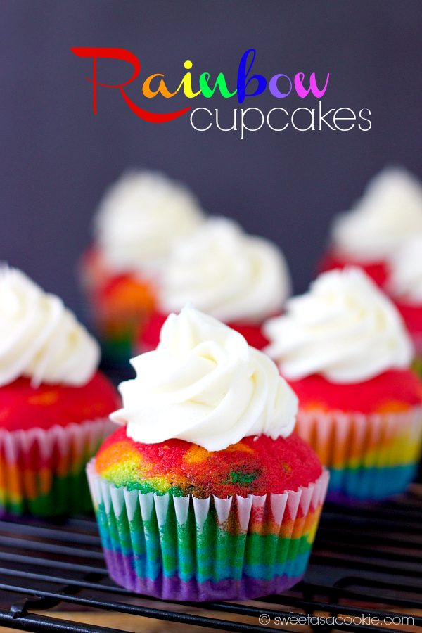 Rainbow Cupcakes via Sweet as a Cookie