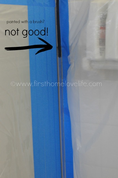 Give your outdated shower enclosure an instant update by using spray paint! You won't believe this HUGE transformation for a small amount of money! #DIY #bathrooms #spraypaint #homeimprovement #tipsandtricks #cheapDIY