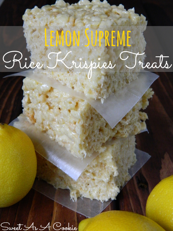 Lemon Supreme Rice Krispies Treats via Sweet as a Cookie