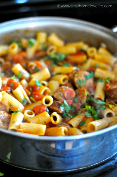 pasta and sausage via firsthomelovelife.com