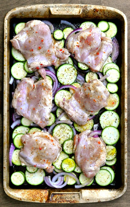 one pan chicken thigh recipe via firsthomelovelife.com
