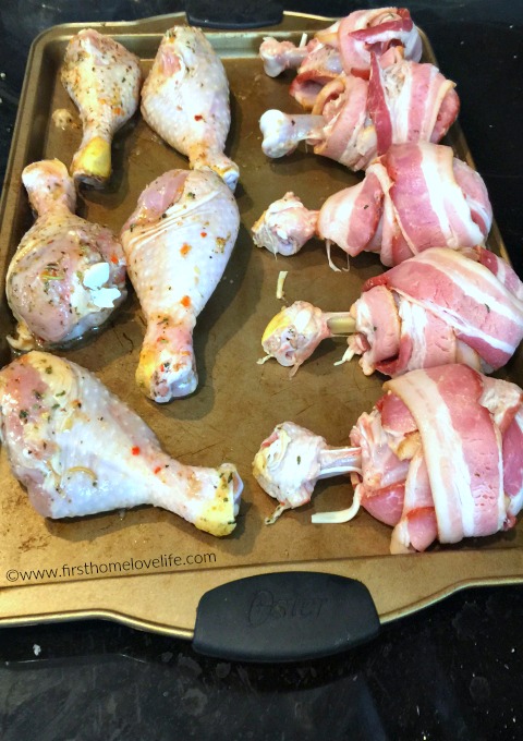 bacon wrapped chicken legs