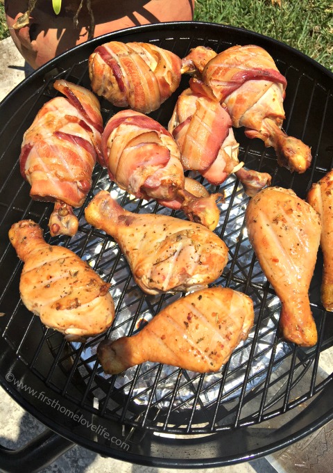 delicious bacon wrapped chicken legs via www.firsthomelovelife.com