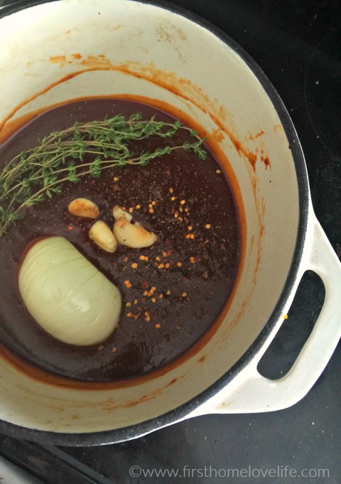 making homemade bbq sauce via firsthomelovelife.com