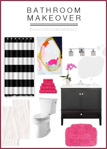 MODERN BLACK AND PINK BATHROOM MAKEOVER INSPIRATION