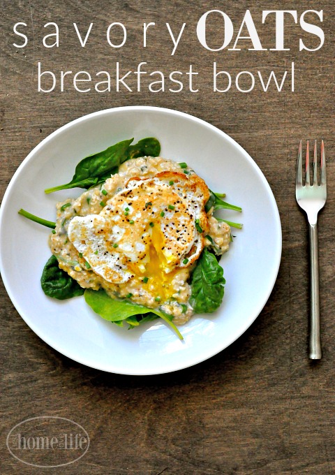 healthy breakfast idea- savory oats breakfast bowl via firsthomelovelife.com