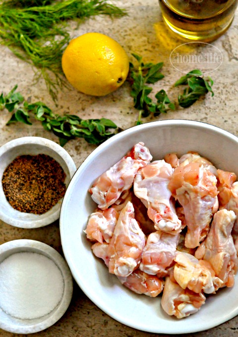 lemon and herb chicken wings- a light and healthy option via firsthomelovelife.com