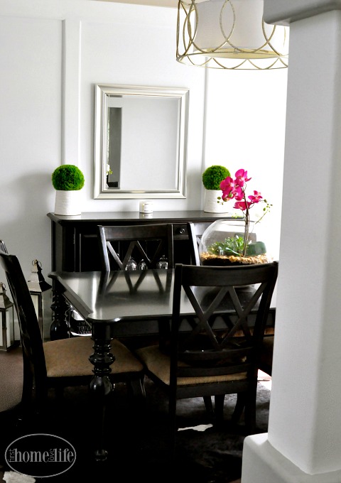 transitional modern white and gray dining room via firsthomelovelife.com