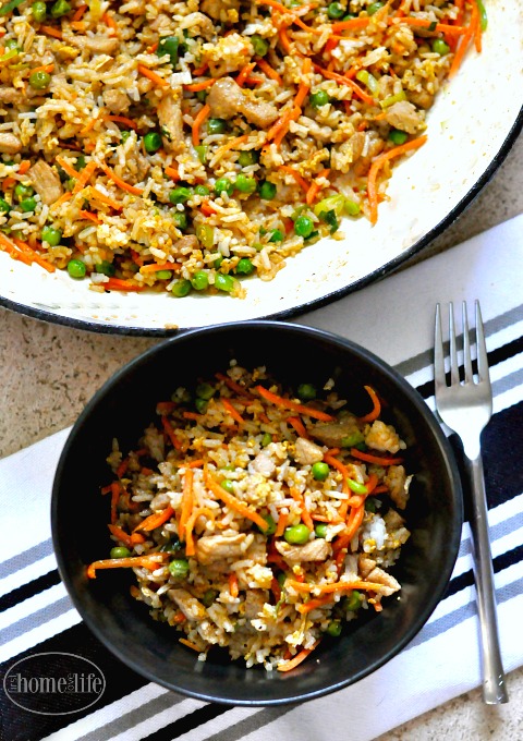 Easy Chinese Pork Fried Rice at Home via www.firsthomelovelife.com