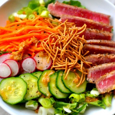 Seared Ahi Tuna Salad with Ginger Dressing