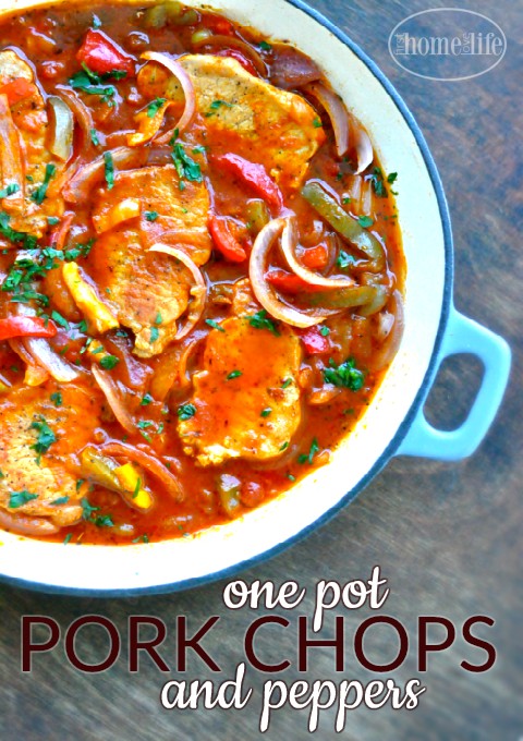 Easy and Delicious One Pot Pork Chops and Peppers via www.firsthomelovelife.com