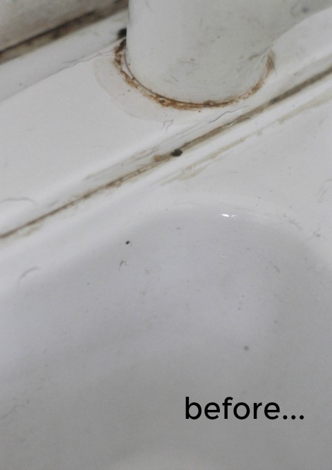gunk around faucet before