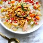 everything you love about Thanksgiving dinner in one bowl! Made in the crockpot- this Thanksgiving soup is a creamy turkey chowder with all the trimmings! A perfect way to use up your Thanksgiving leftovers or an easy crockpot meal to serve on a chilly winter day! via firsthomelovelife.com.jpg