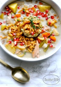 everything you love about Thanksgiving dinner in one bowl! Made in the crockpot- this Thanksgiving soup is a creamy turkey chowder with all the trimmings! A perfect way to use up your Thanksgiving leftovers or an easy crockpot meal to serve on a chilly winter day! via firsthomelovelife.com.jpg