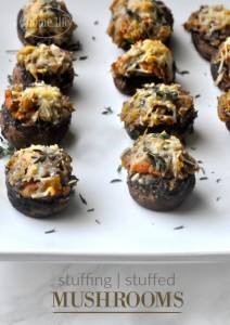 STUFFING STUFFED MUSHROOMS- A GREAT RECIPE FOR THANKSGIVING VIA FIRSTHOMELOVELIFE.COM