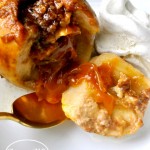 these crockpot caramel stuffed apples are the perfect fall treat! Great dessert to serve for Thanksgiving via firsthomelovelife.com