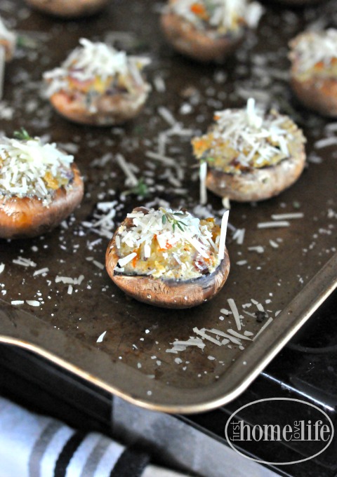 STUFFING STUFFED MUSHROOMS- A GREAT RECIPE FOR THANKSGIVING VIA FIRSTHOMELOVELIFE.COM