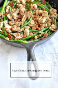 These bacon mushroom green beans are the perfect side dish to make and pair well with chicken, beef, pork or just eat it on its own via firsthomelovelife.com