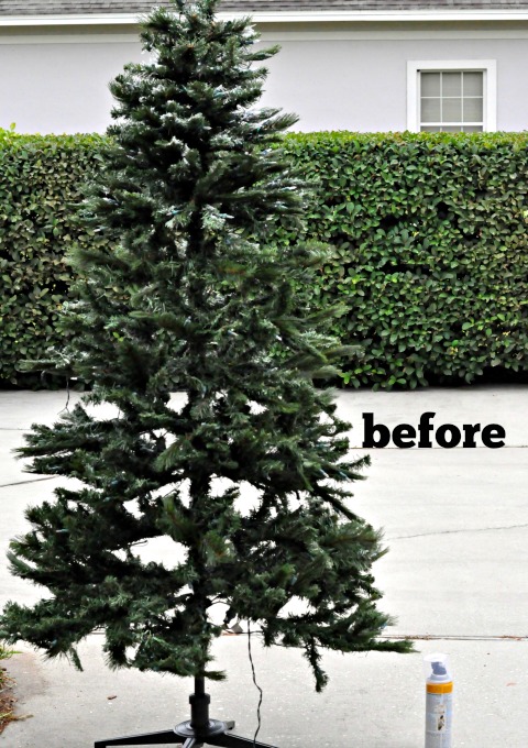 how to flock a fake christmas tree and make it look more expensive! via firsthomelovelife.com