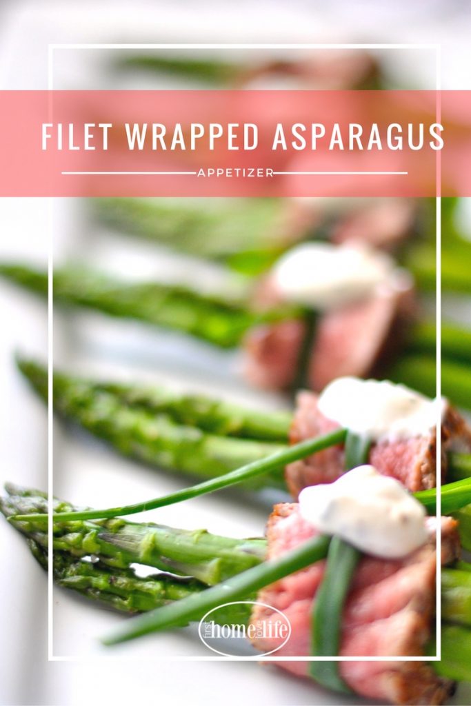 filet wrapped asparagus appetizer | perfect finger food for the holidays via firsthomelovelife.com