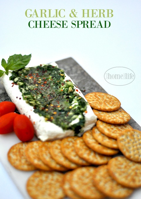the easiest and best garlic and herb cheese spread you can make for any get together during the holidays or any celebration via firsthomelovelife.com