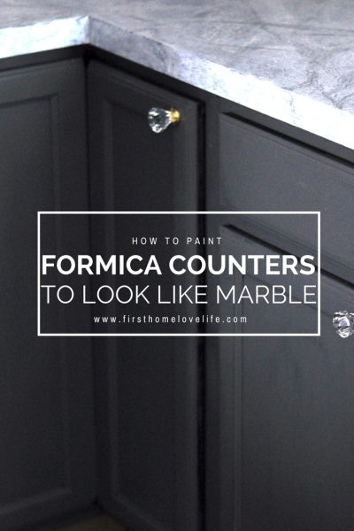 DIY inexpensive kitchen upgrade | how to paint formica counter tops to look like marble granite via firsthomelovelife.com