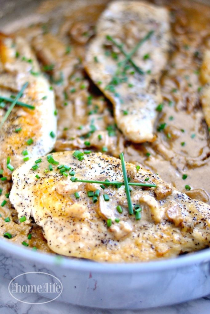 this one pan creamy dijon chicken with shallots is super easy to make and delicious! via firsthomelovelife.com