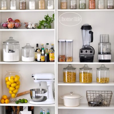 Open Pantry Using Bookshelves