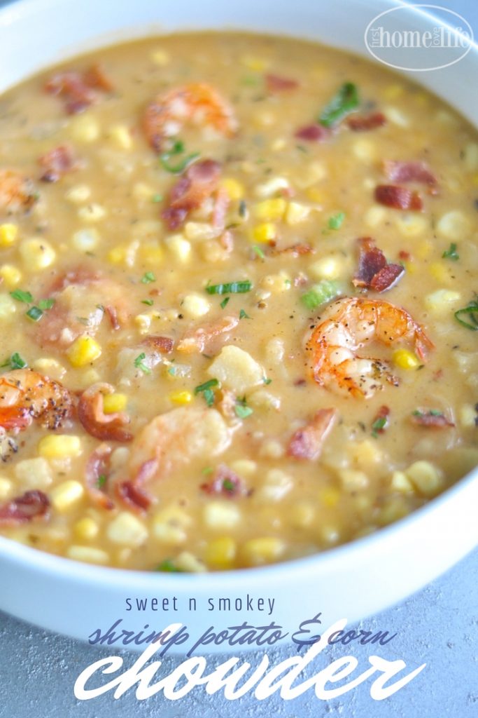 shrimp potato and corn chowder via firsthomelovelife.com