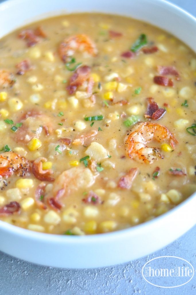 shrimp potato and corn chowder via firsthomelovelife.com