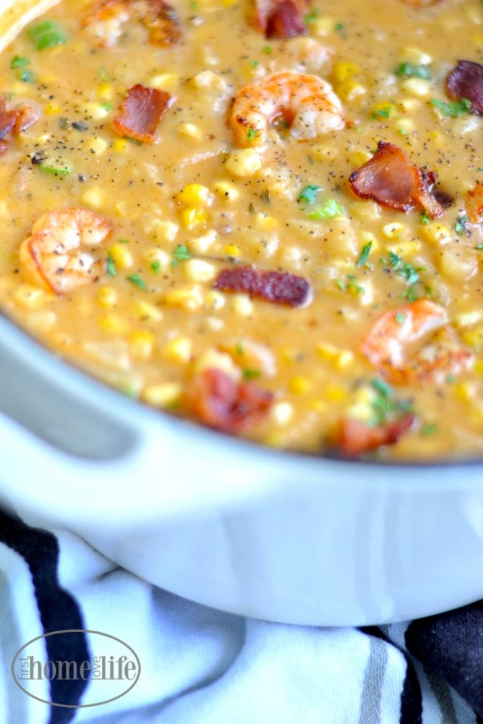 shrimp potato and corn chowder via firsthomelovelife.com